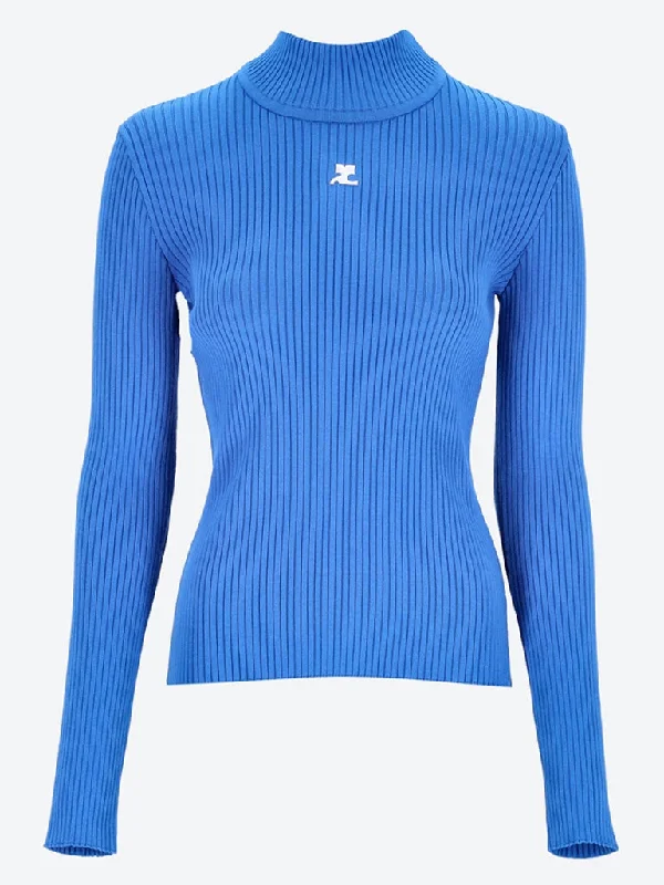 Knit Tops with Floral Embellishments-Reedition rib knit sweater