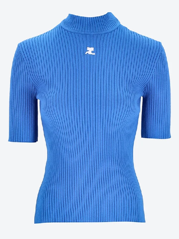 Knit Tops with Contrast Hems-Reedition rib knit sweater