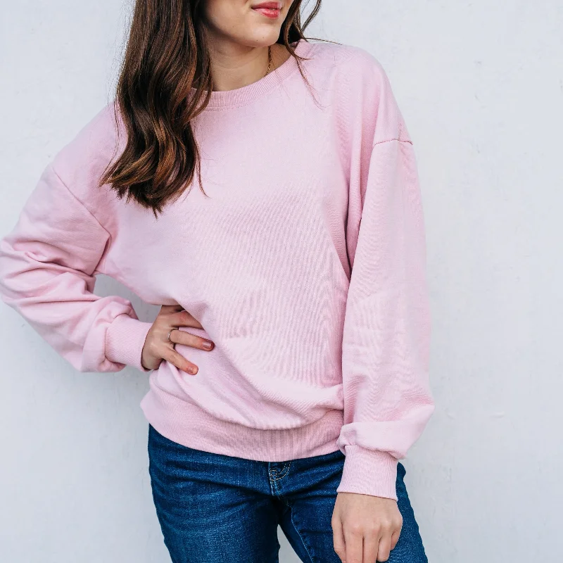 Women's Sweatshirts with Chic Detailing -Cozy Dreams Crew Neck Sweatshirt Pink