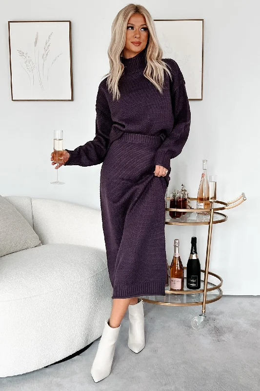 Women's Sweater Set for Outdoor Adventures -Cozy In Colorado Sweater Knit Two-Piece Set (Dark Plum) Women's Sweater Set for Outdoor Adventures -Cozy In Colorado Sweater Knit Two-Piece Set (Dark Plum)