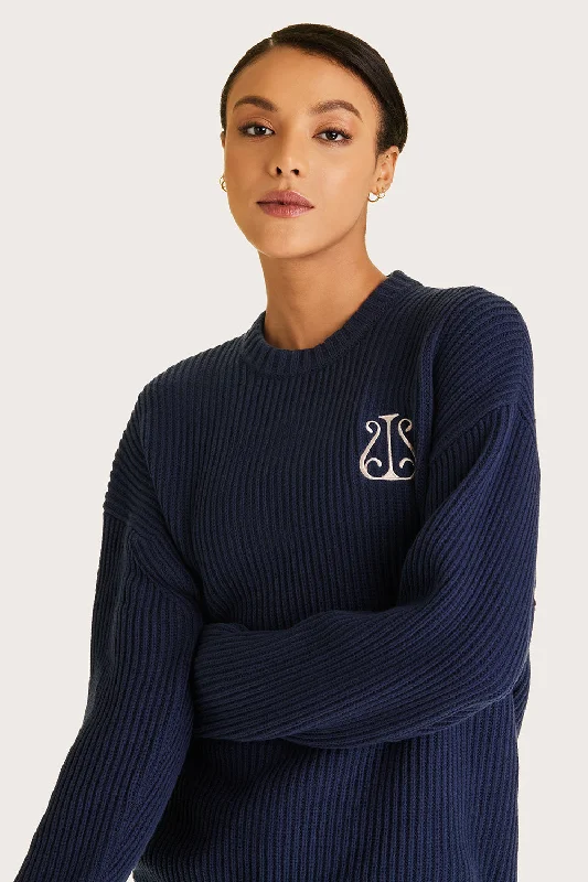 Women's Sweatshirts with Bold Neckline -Crest Sweater