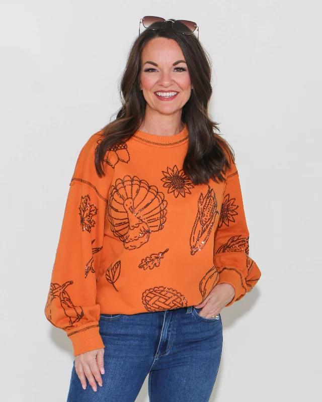 Women's Sweatshirts for Easy Style -Crew Neck Thanksgiving Sweatshirt