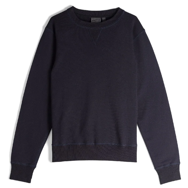 Women's Sweatshirts for a Sleek Look -Crewneck - Heavyweight Terry - Navy