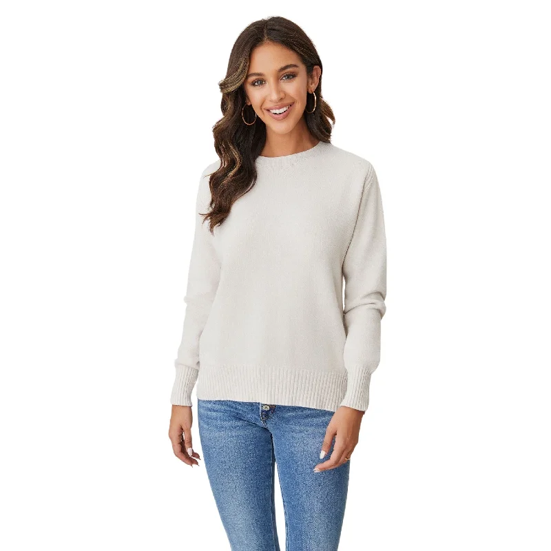 Women's Soft Wool Knit Pullover Sweater with Deep V-neck-CSS - Pullover Sweater