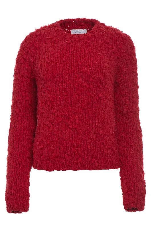 Soft Wool Knit Sweater for Women -Dalton Knit Sweater in Scarlet Red Welflame Cashmere Soft Wool Knit Sweater for Women -Dalton Knit Sweater in Scarlet Red Welflame Cashmere