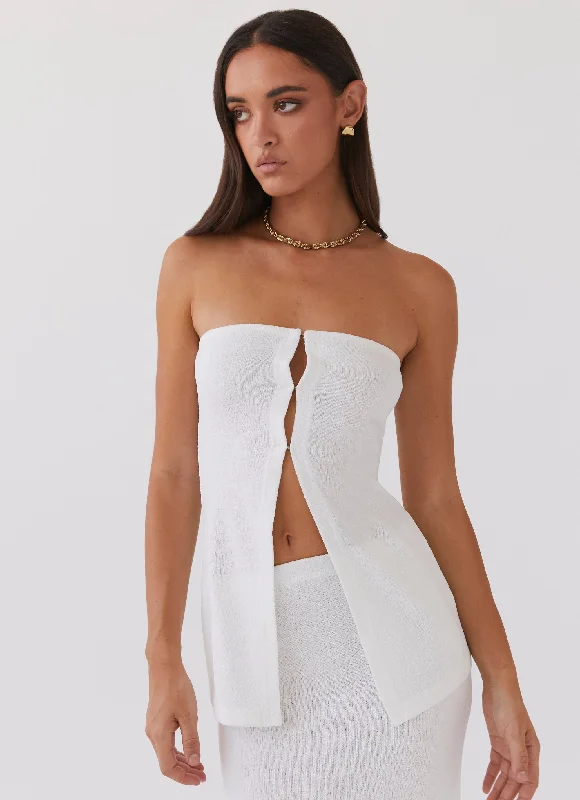 Knit Tops with Cowl Neck-Delicate Lady Knit Top - White