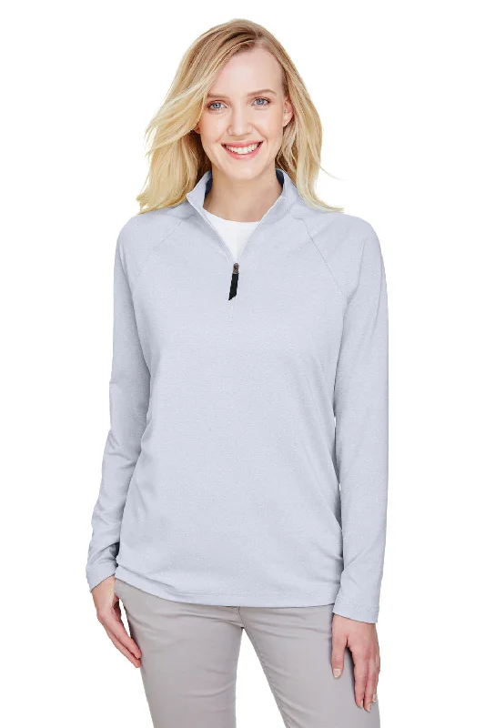 Women's Sweatshirts with Sporty Ribbed Details -Devon & Jones Womens CrownLux Clubhouse Performance Moisture Wicking 1/4 Zip Sweatshirt - Navy Blue Women's Sweatshirts with Sporty Ribbed Details -Devon & Jones Womens CrownLux Clubhouse Performance Moisture Wicking 1/4 Zip Sweatshirt - Navy Blue