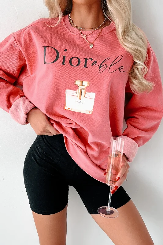 Women's Sweatshirts for Breezy Days -"Diorable" Parody Perfume Graphic Crewneck (Watermelon) - Print On Demand