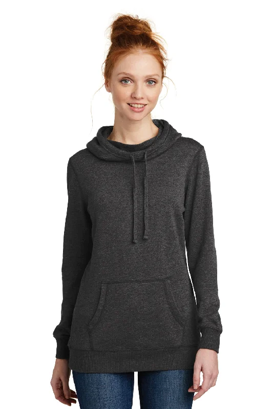 Women's Sweatshirts for Active Days -District Womens Fleece Hooded Sweatshirt Hoodie - Heather Black