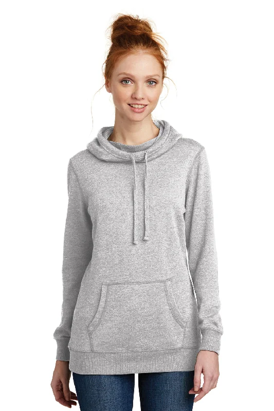 Women's Sweatshirts with Decorative Zip -District Womens Fleece Hooded Sweatshirt Hoodie - Heather Grey Women's Sweatshirts with Decorative Zip -District Womens Fleece Hooded Sweatshirt Hoodie - Heather Grey