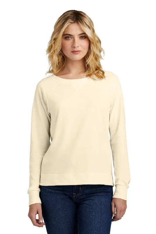 Women's Sweatshirts for Layering Under Jackets -District Womens French Terry Crewneck Sweatshirt - Gardenia