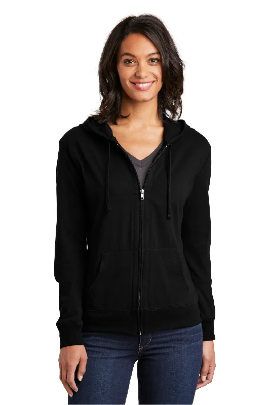 Women's Sweatshirts for a Relaxed Fit Look -District Womens Full Zip Hooded Sweatshirt Hoodie - Black
