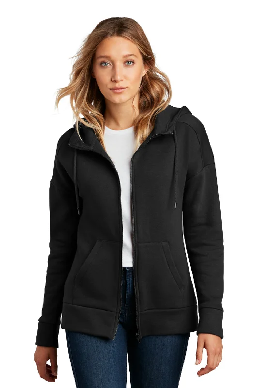 Women's Sweatshirts for Sleek Street Style -District Womens Perfect Weight Fleece Full Zip Hooded Sweatshirt Hoodie - Jet Black