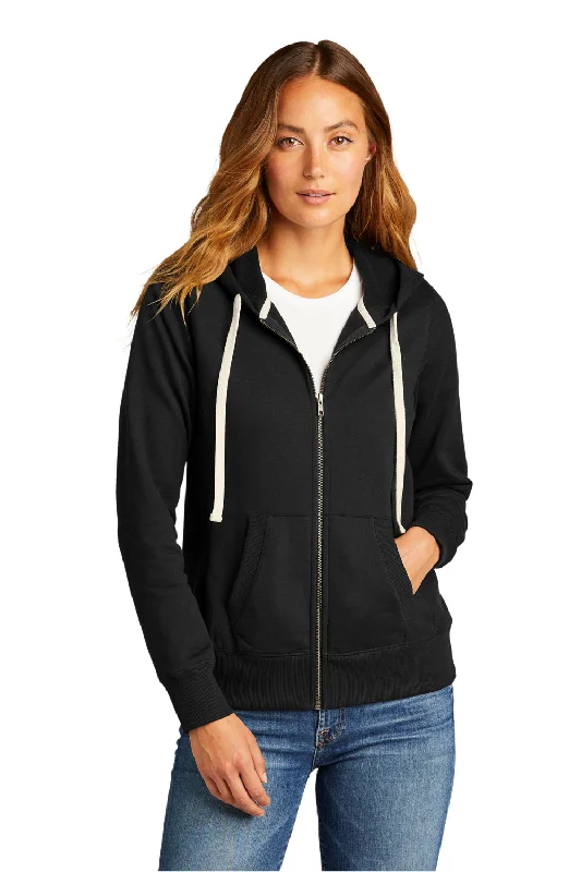 Women's Sweatshirts for Casual Office Look -District Womens Re-Fleece Full Zip Hooded Sweatshirt Hoodie - Black Women's Sweatshirts for Casual Office Look -District Womens Re-Fleece Full Zip Hooded Sweatshirt Hoodie - Black