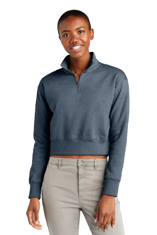 Women's Sweatshirts for Evening Wear -District Womens V.I.T. Fleece 1/4 Zip Sweatshirt - Heather Flint Blue Women's Sweatshirts for Evening Wear -District Womens V.I.T. Fleece 1/4 Zip Sweatshirt - Heather Flint Blue