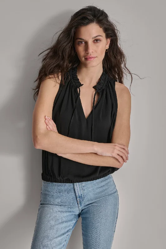 Women's Plaid Shirts -SLEEVELESS BLOUSE