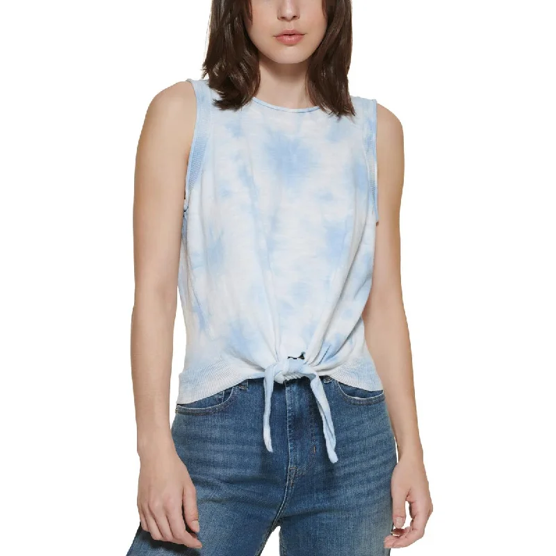 Women's Simple Cotton Camisoles for Comfort -DKNY Jeans Womens Ribbed Knit Tie-Hem Tank Top