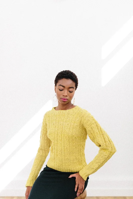Women's Lightweight Cardigan Pullovers Sweater-Domina Cable Pullover in Organic Merino Women's Lightweight Cardigan Pullovers Sweater-Domina Cable Pullover in Organic Merino