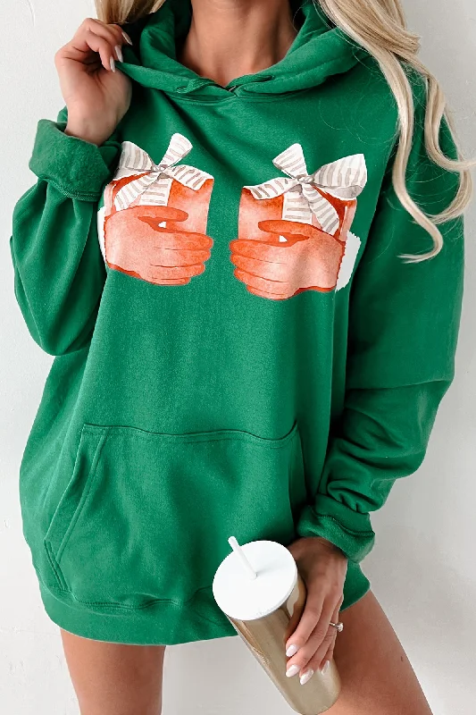 Women's Sweatshirts with Vibrant Graphic Designs -"Santa's Gifts" Graphic Hoodie (Athletic Green) - Print On Demand