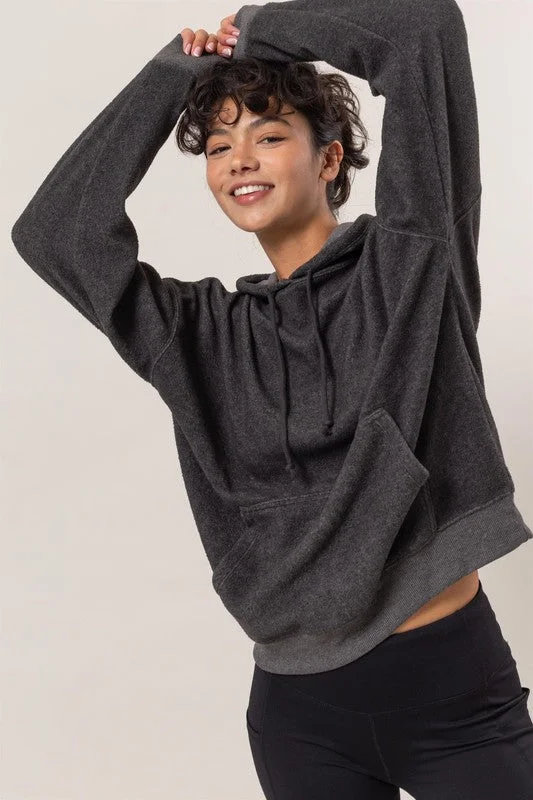 Women's Sweatshirts for Trendy Layering -Dusty Brushed Oversized Hoodie