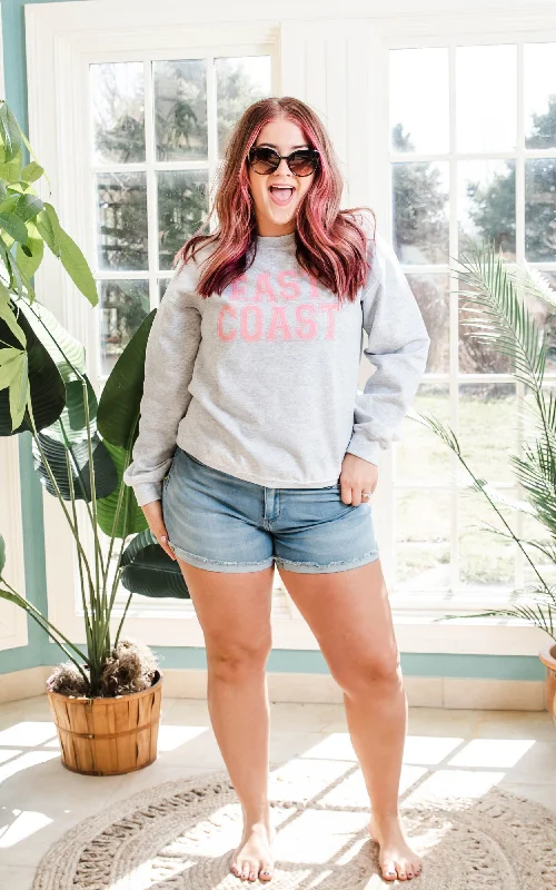 Women's Sweatshirts with Feminine Silhouettes -East Coast Sweatshirt - Heather Grey