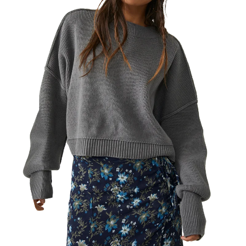 Women's Soft Wool Pullovers Sweater-Women's Easy Street Crop Pullover