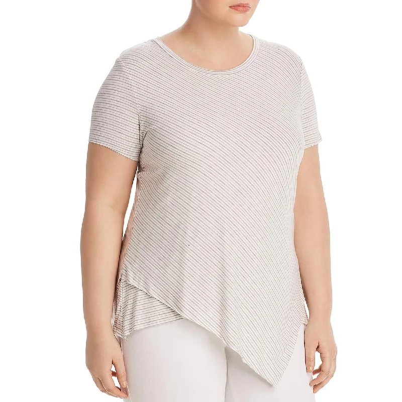 Women's Pullover with Lightweight Knit -Elan Womens Asymmetric Hem Striped Pullover Top Women's Pullover with Lightweight Knit -Elan Womens Asymmetric Hem Striped Pullover Top