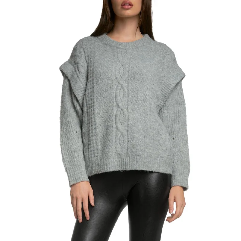 Women's Soft Knitwear Pullover Sweater-Elan Womens Cable Knit Drop Shoulder Pullover Sweater Women's Soft Knitwear Pullover Sweater-Elan Womens Cable Knit Drop Shoulder Pullover Sweater