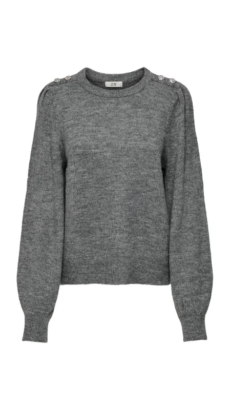 Women's Stretch Fit Pullovers Sweater-Elanora Grey Knit