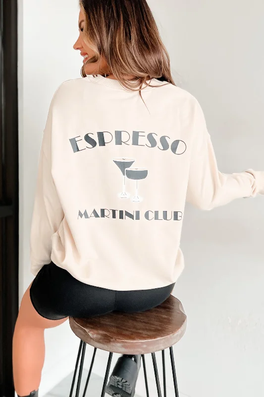 Women's Sweatshirts with Fitted Waist -"Espresso Martini Club" Graphic Sweatshirt (Cream)