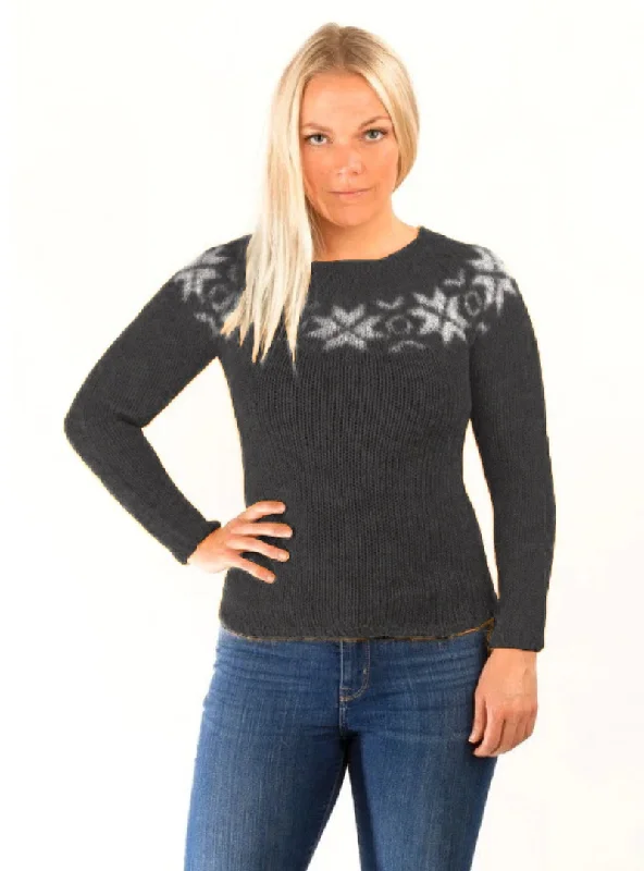 Women's Cashmere Blend Pullovers Sweater-Eykt Wool Pullover Black