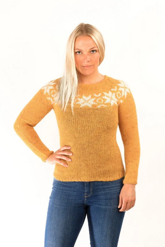 Women's Cropped Knit Pullovers Sweater-Eykt Wool Pullover Yellow