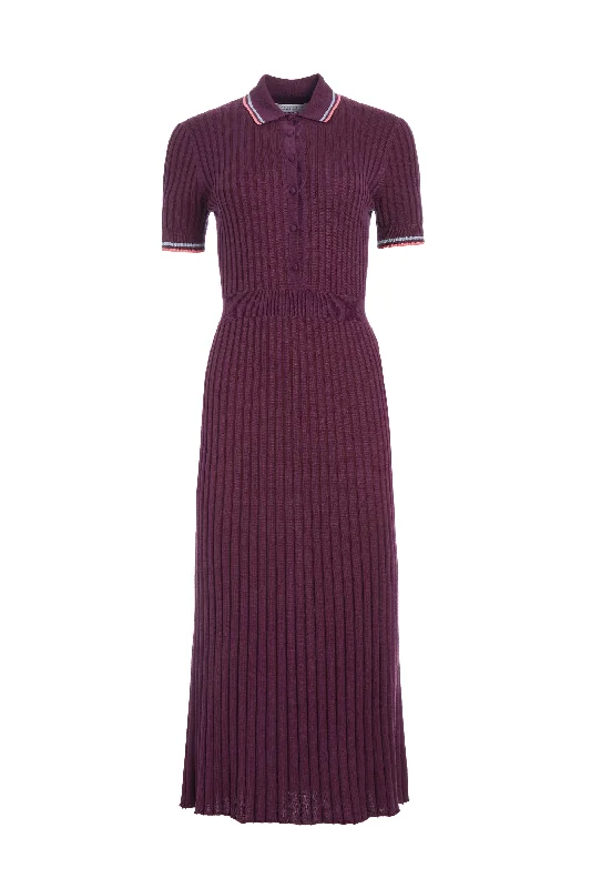 Summer Knit Tops for Women -Eyot Knit Maxi Dress in Italian Plum Cashmere Silk