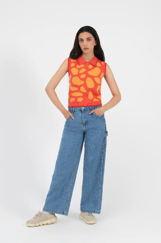 Women's Pullover Sweater with Decorative Knots-Regular Fit V-neck Sleeveless Funky Collared Pullover Women's Pullover Sweater with Decorative Knots-Regular Fit V-neck Sleeveless Funky Collared Pullover