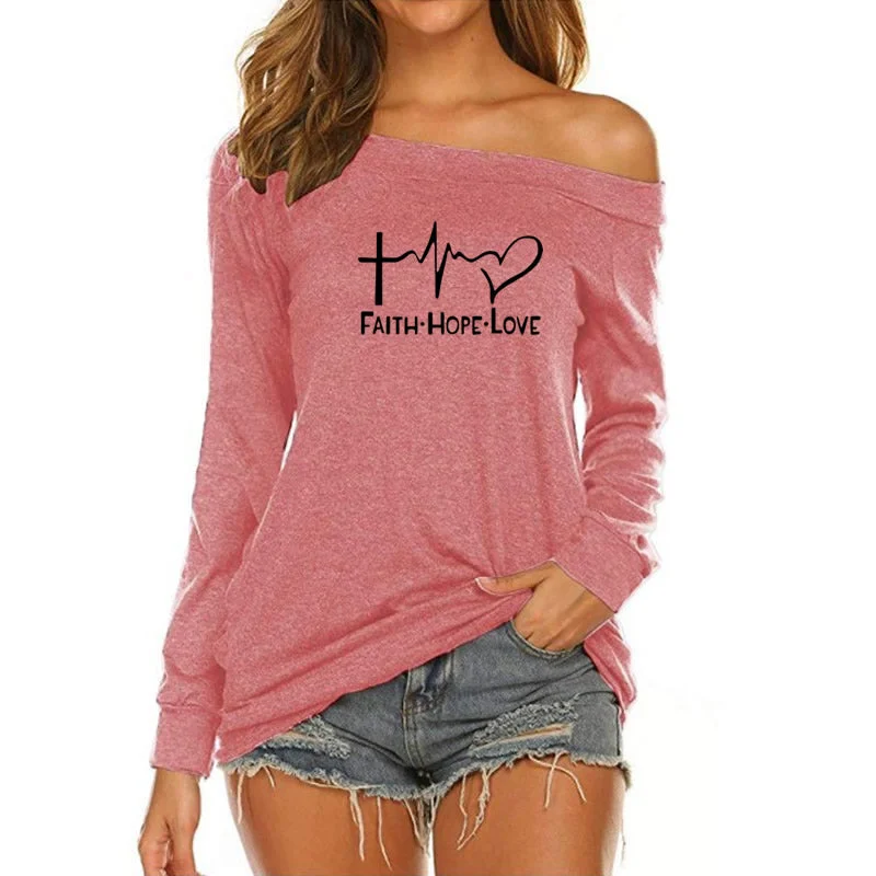 Casual Women's Short Sleeve T-shirt for Daily Wear -Faith Hope Love Custom Logo American Long Sleeve Loose Autumn Tees T shirt Women fall 2022 women clothes Casual Women's Short Sleeve T-shirt for Daily Wear -Faith Hope Love Custom Logo American Long Sleeve Loose Autumn Tees T shirt Women fall 2022 women clothes