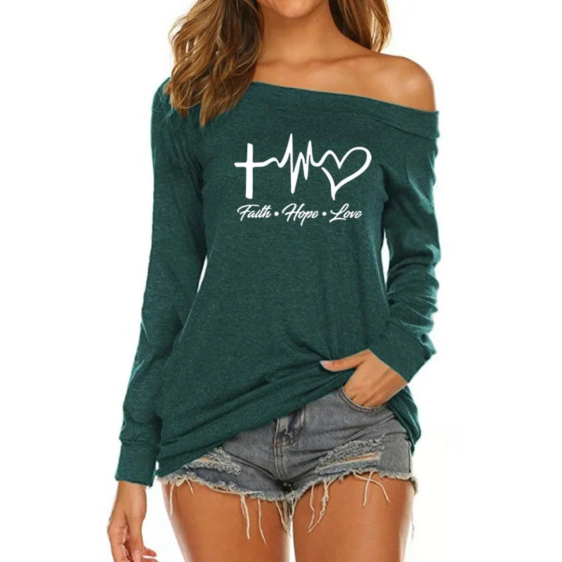 Women's Slim Fit Short Sleeve T-shirt -Faith Hope Love Custom Logo American Long Sleeve Loose Autumn Tees T shirt Women fall 2022 women clothes Women's Slim Fit Short Sleeve T-shirt -Faith Hope Love Custom Logo American Long Sleeve Loose Autumn Tees T shirt Women fall 2022 women clothes