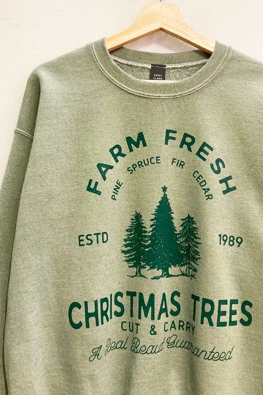 Women's Sweatshirts with Long-Lasting Fabric -Farm Fresh Christmas Trees Sweatshirt S-XL Women's Sweatshirts with Long-Lasting Fabric -Farm Fresh Christmas Trees Sweatshirt S-XL