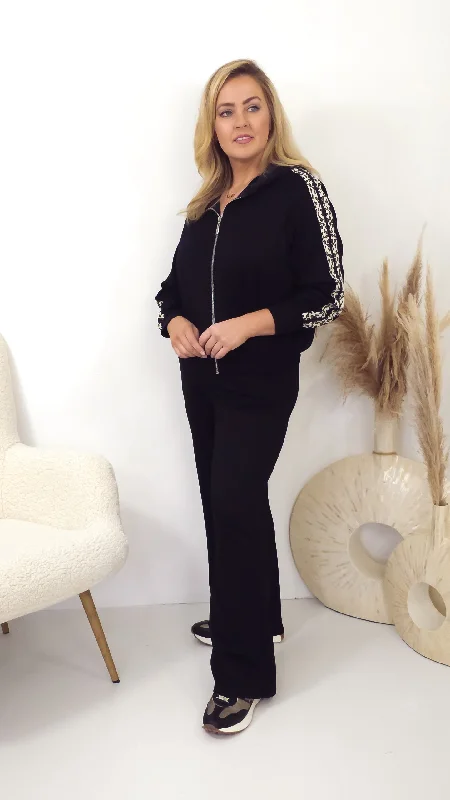 Women's Woolen Knit Pullovers Sweater-Farrah Black Tracksuit