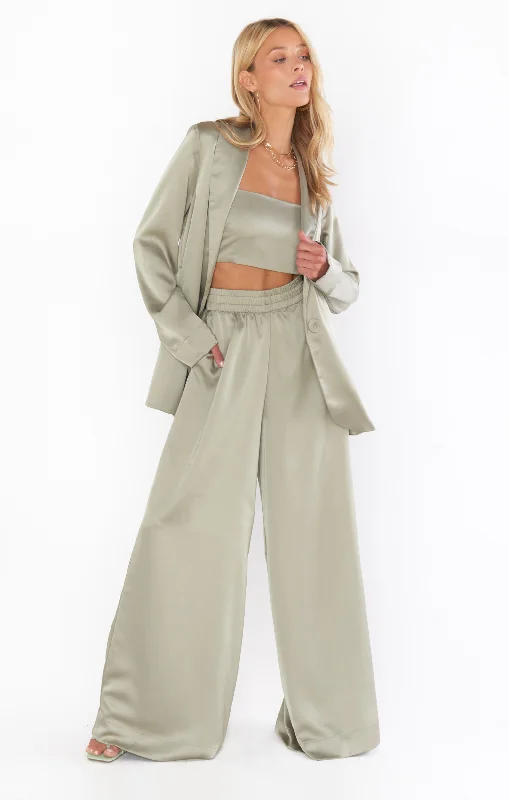 Women's Eco-friendly Blazers -Felix Blazer ~ Moss Green Luxe Satin