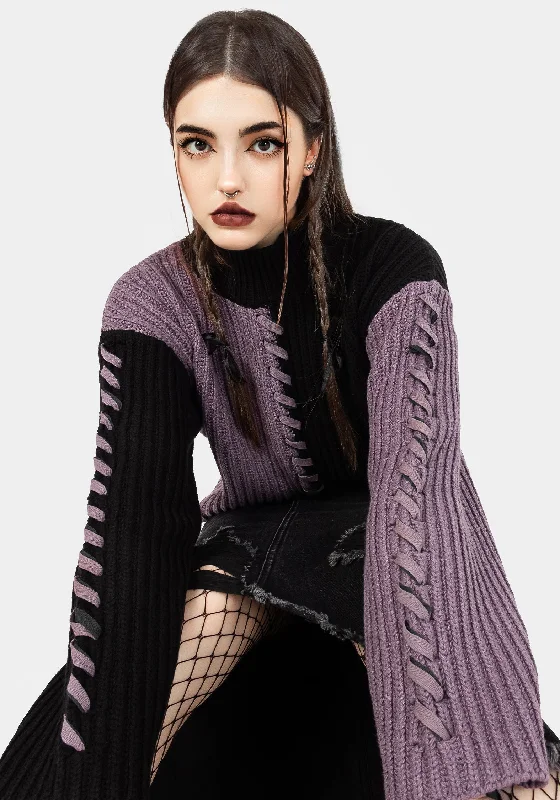 Knit Tops with Star Patterns-Fiend Spliced Jumper