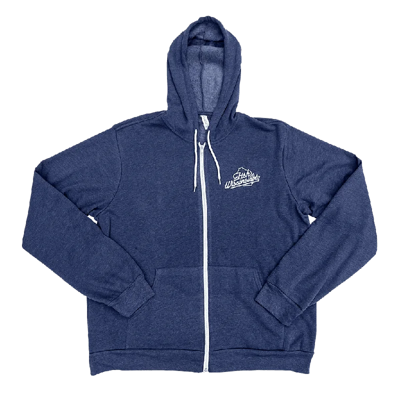 Women's Sweatshirts with Sporty Appeal -Fish Wisconsinbly Fleece Full-Zip Hoodie