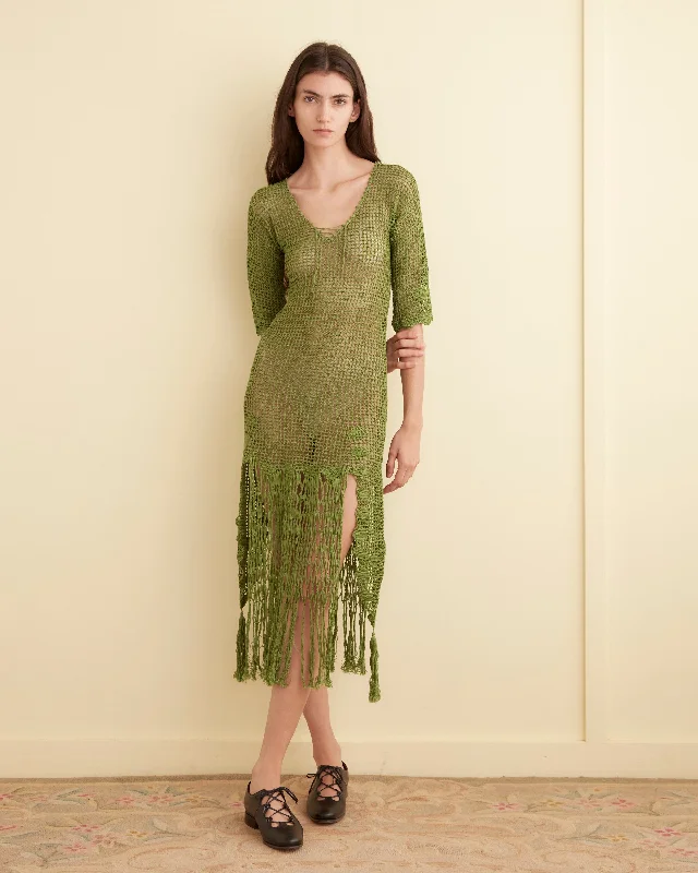 Ribbed Knit Tops-Flint Dress - Apple Green