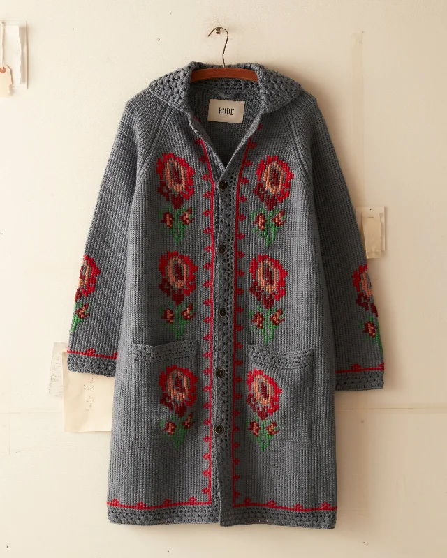 Knit Tops for Holiday Wear-Fleur Cross Stitch Cardigan