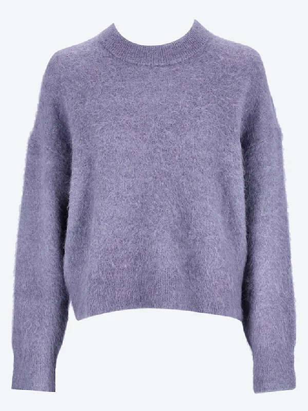 Knit Tops for Day-to-Night Transition-Fluffy crewneck sweater