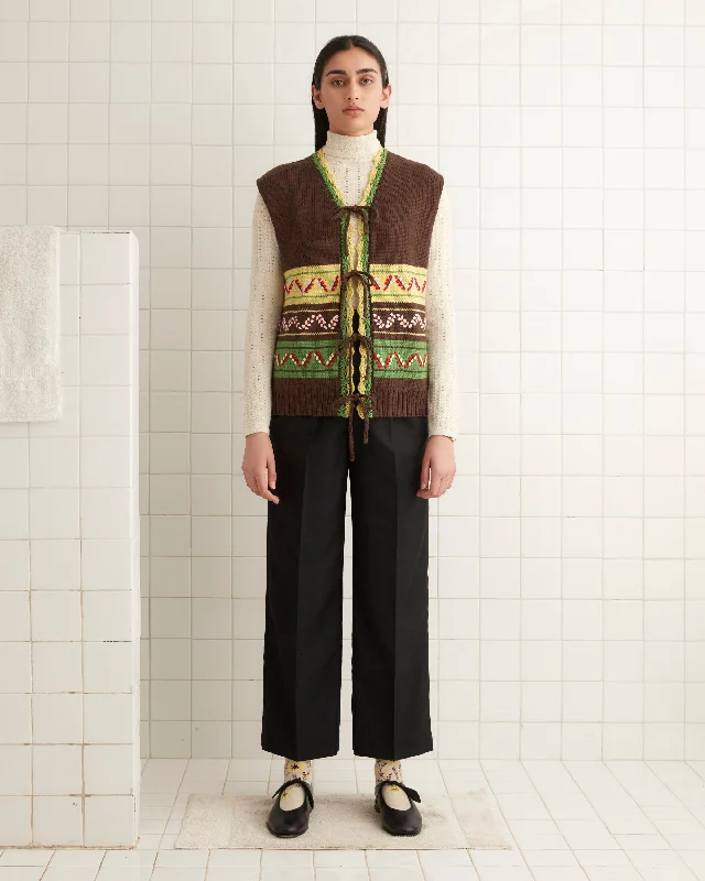 Women's Knit Sweater for Cold Days -Foliage Vest