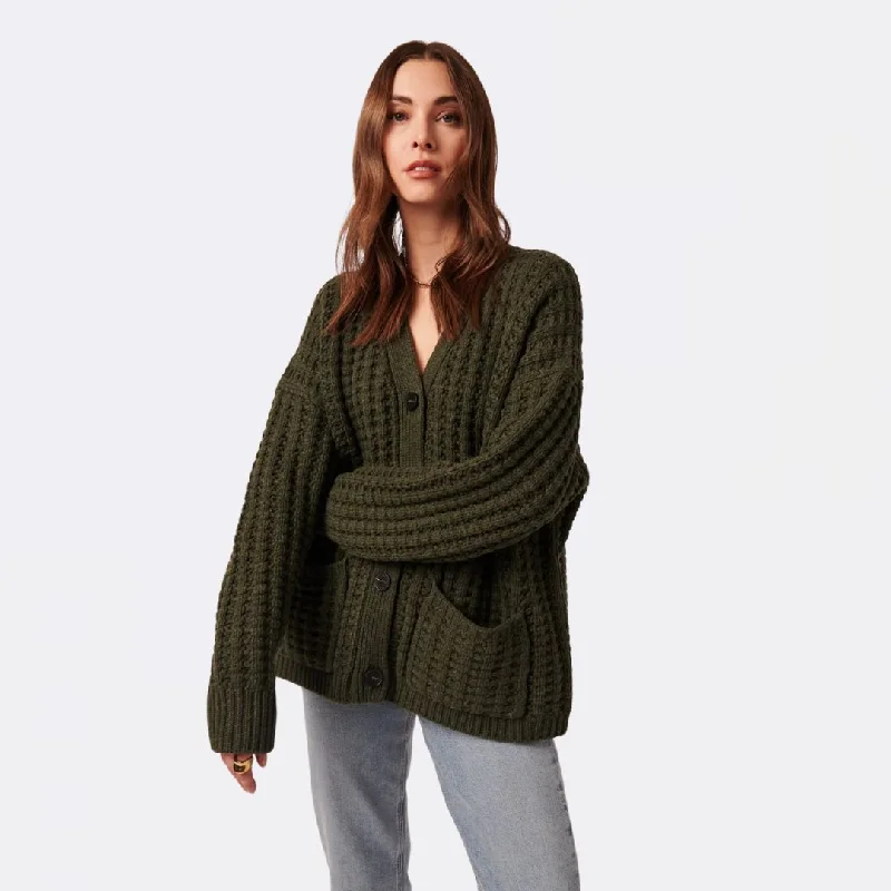 Knit Tops with Smocked Details-Frankie Cardigan (Thyme)