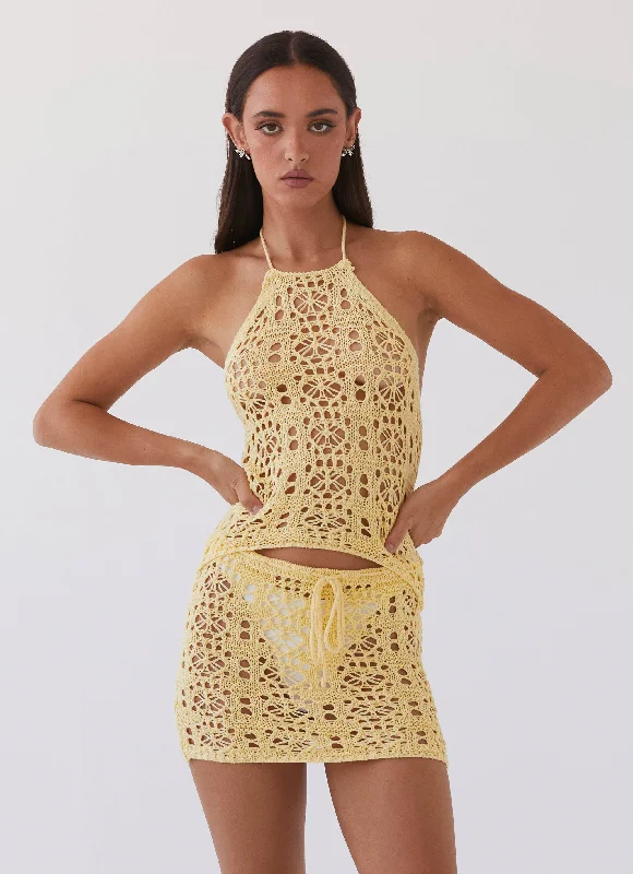 Knit Tops with Decorative Buttons-Free Mind Crochet Top - Marigold