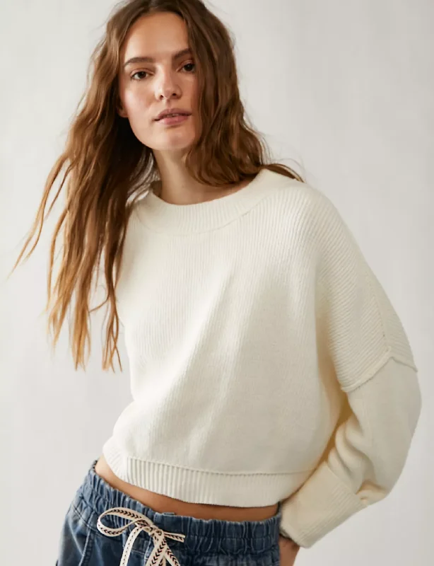 Women's Cashmere Knit Pullover Sweater with Cozy Fit-Easy Street Crop Pullover, Moon Glow Women's Cashmere Knit Pullover Sweater with Cozy Fit-Easy Street Crop Pullover, Moon Glow