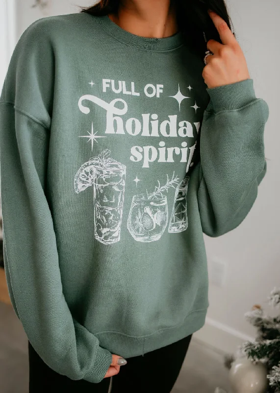 Women's Sweatshirts with Oversized Silhouette -Full of Holiday Spirit Graphic Crew