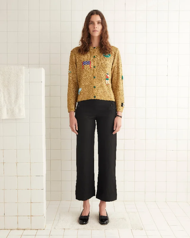Women's Knit Sweater with Lace Inserts -Game Point Cardigan